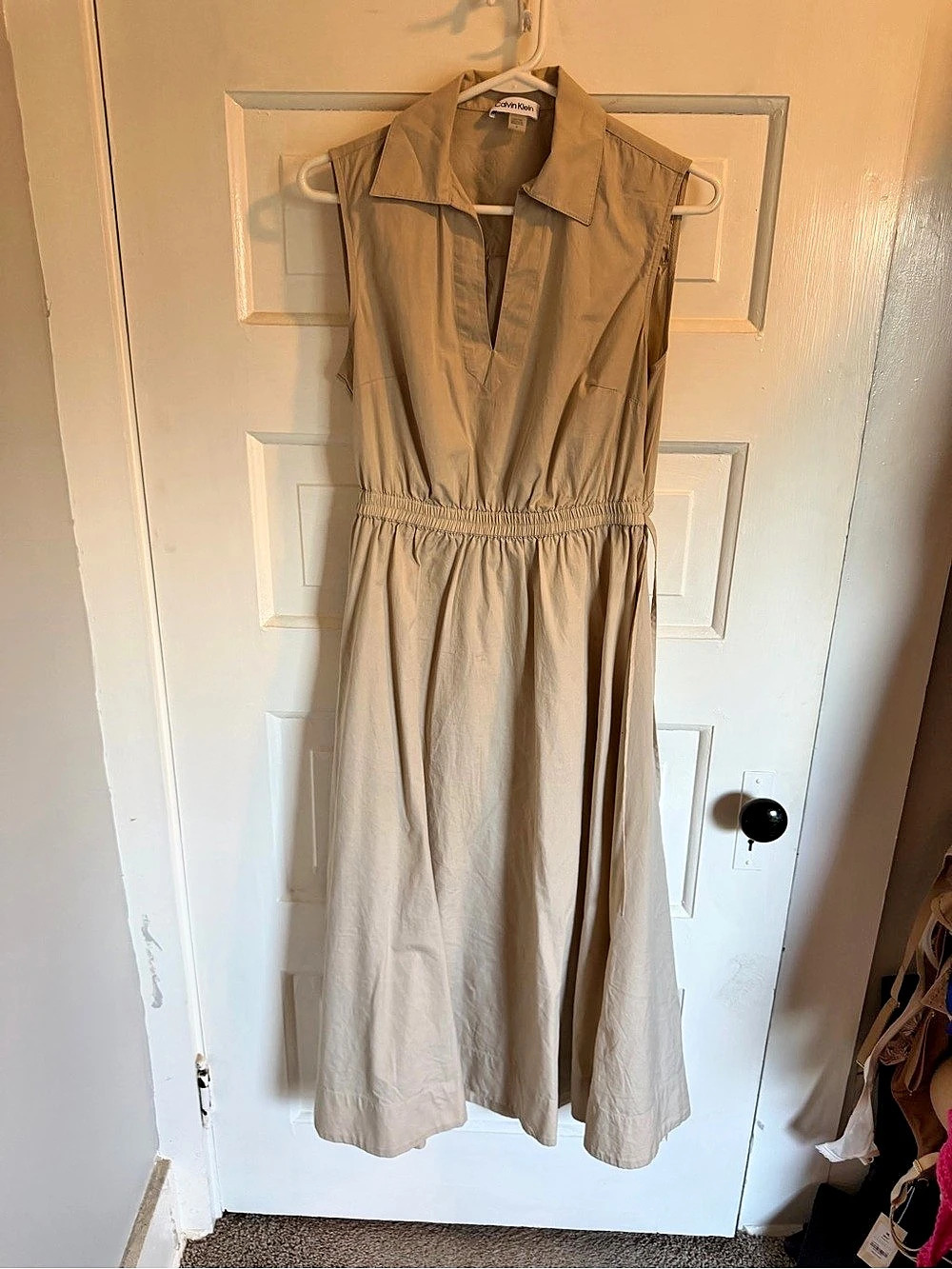 Calvin Klein Sleeveless Maxi Dress Beige Size 4 Like New